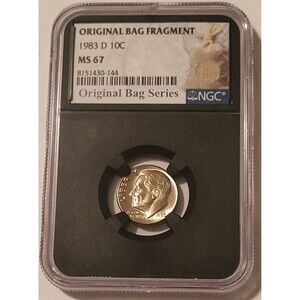 1983 D Roosevelt Dime MS67 NGC Retro Holder Original Bag Fragment
